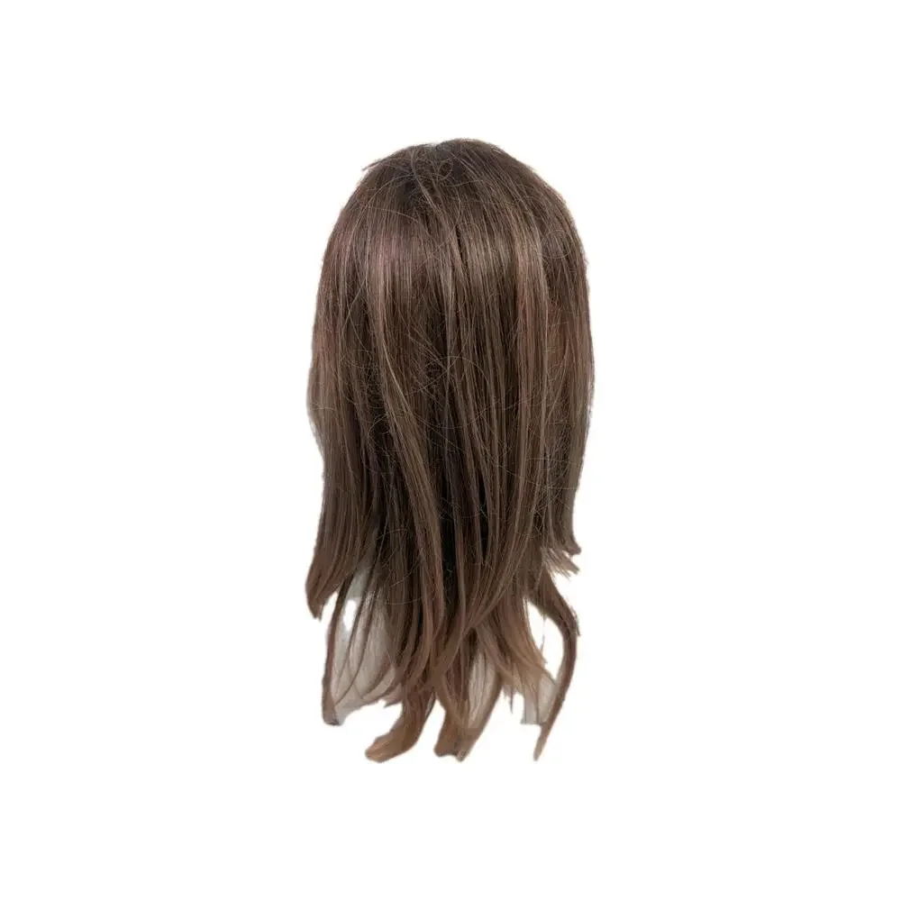 Medium Length Blonde Brown Ombre Straight Layered Synthetic Hair Wig W/Hint Red
